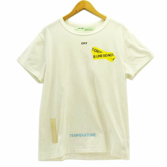 OFF-WHITE オフホワイト/ファイヤーテープバイアスプリントTシャツ/OMAA002S18185006//サイズ:XS/ABランク/75
