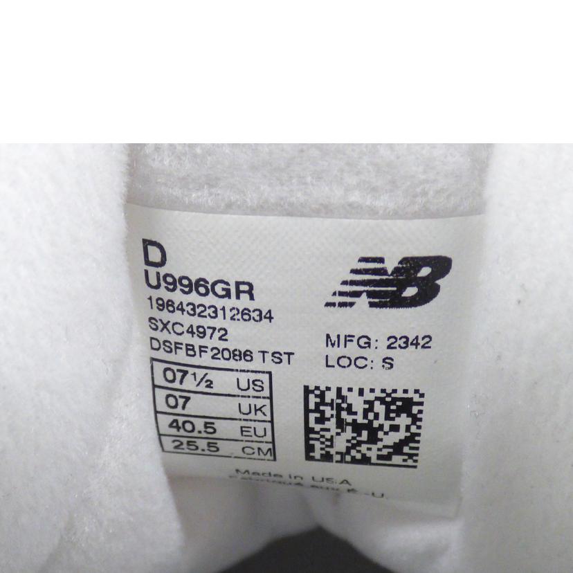 New Balance ニューバランス/New Balance 996 Grey/U996GR//Sランク/64