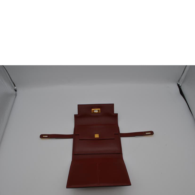 HERMES エルメス/ケリーポケットコンパクトウォレット/ボックススカーフ/ボルドー//K□刻*/Bランク/89