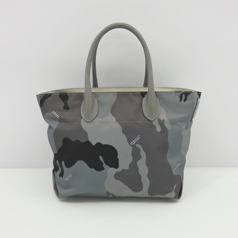 A.D.M.J エーディーエムジェー/レザー×ナイロン カモフラ柄トートバッグ//Aランク/77