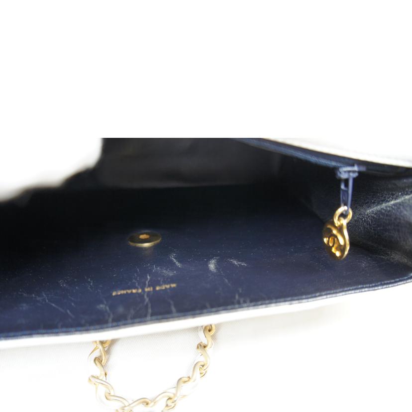 CHANEL シャネル/ラムスキンマトラッセチェーンホワイト//シール***/Bランク/92