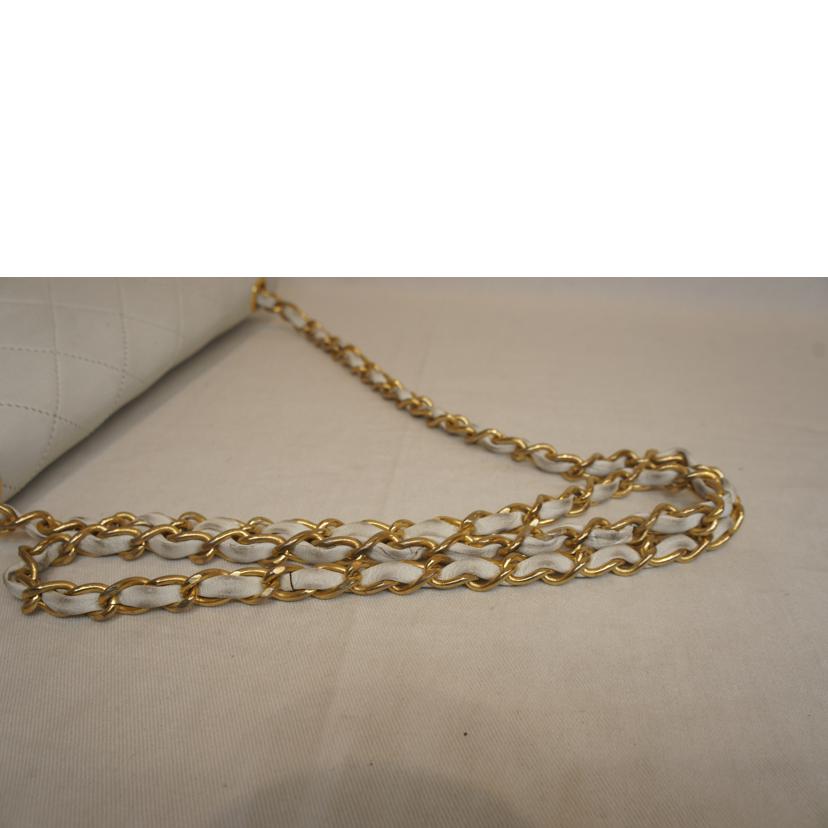 CHANEL シャネル/ラムスキンマトラッセチェーンホワイト//シール***/Bランク/92