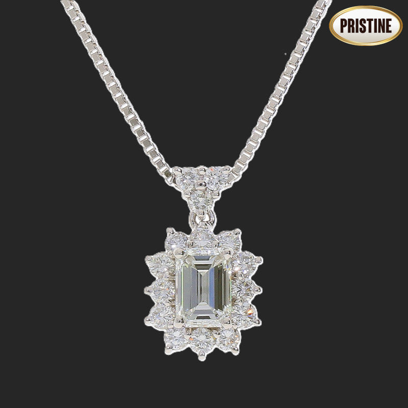 Pt900/850エメラルドカットダイヤネックレス//Aランク/09