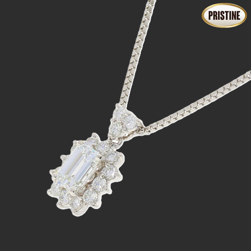 Pt900/850エメラルドカットダイヤネックレス//Aランク/09