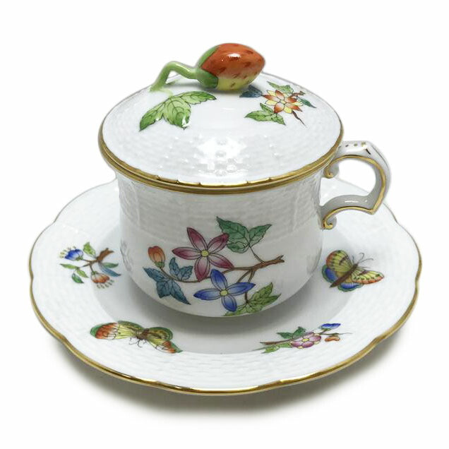 HEREND ヘレンド/ヴィクトリアプレーン クリームカップ&ソーサー 蓋つき//ABランク/51