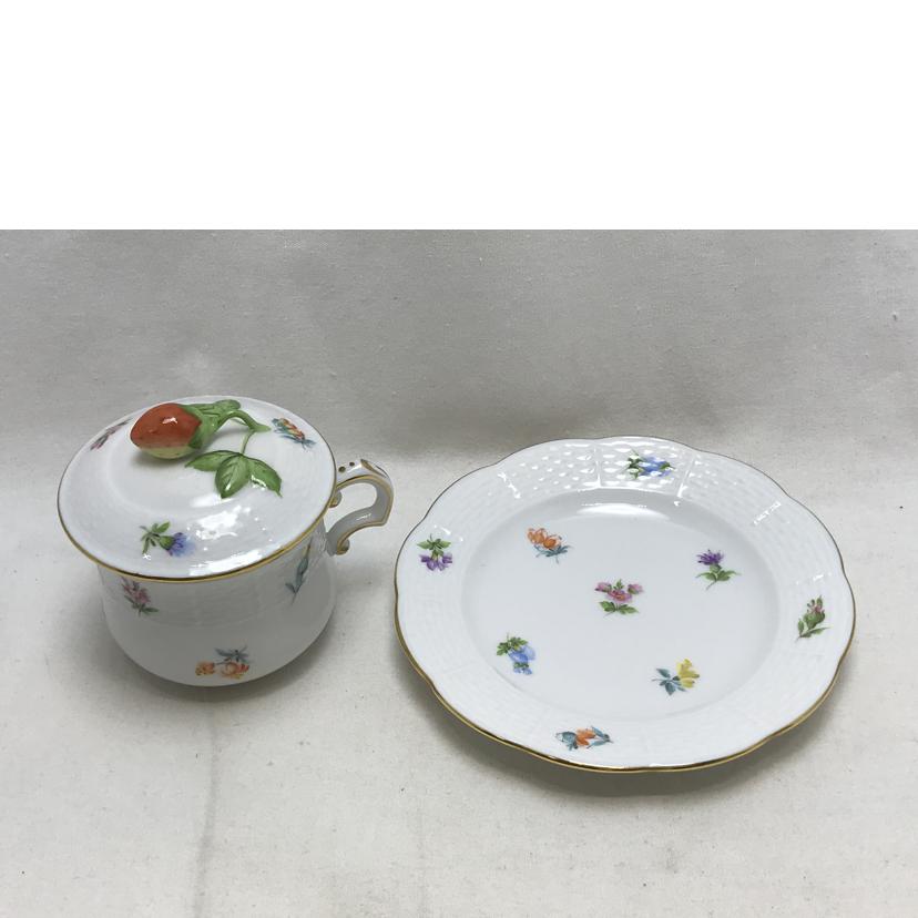 HEREND ヘレンド/ミルフルール・1000の花 蓋つきクリームカップ&ソーサー いちご飾り//Bランク/51