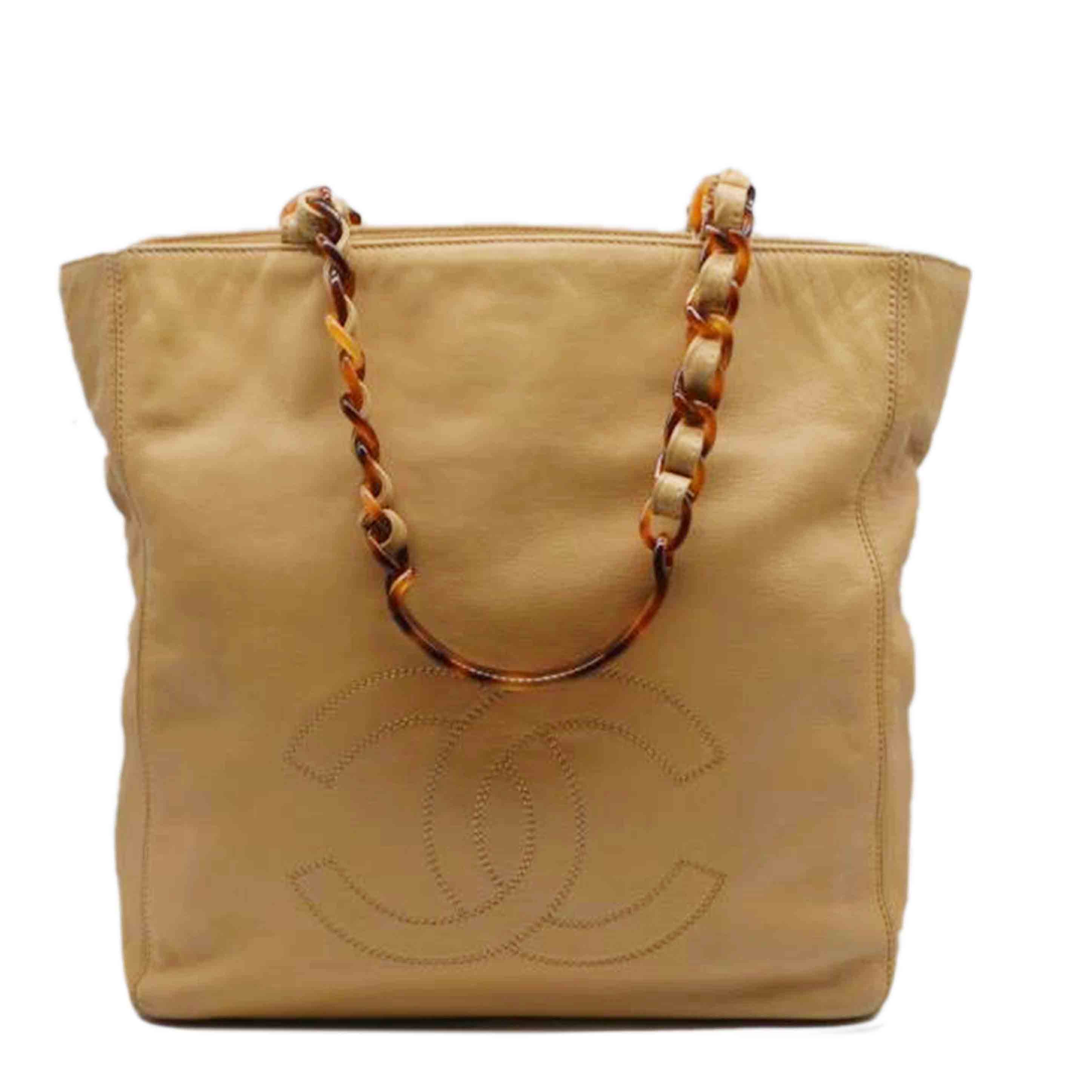 CHANEL シャネル/ラムスキンココマークステッチプラスチックチェーントート //530****/Bランク/89