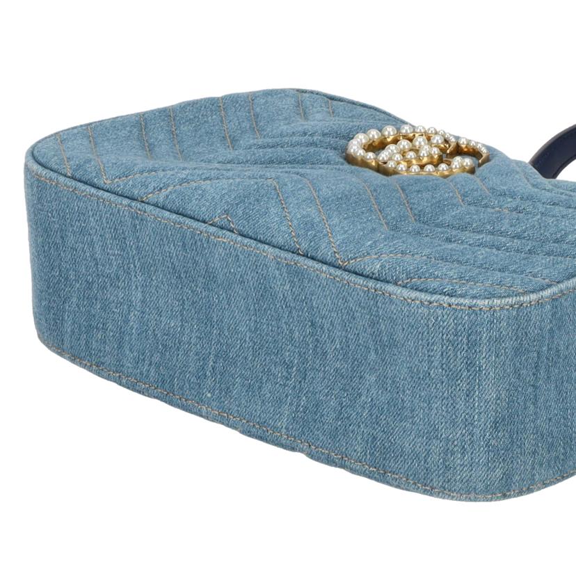 GUCCI グッチ/GGマーモント/キルティングデニムフェイクパールショルダー/447632//486***/ABランク/91