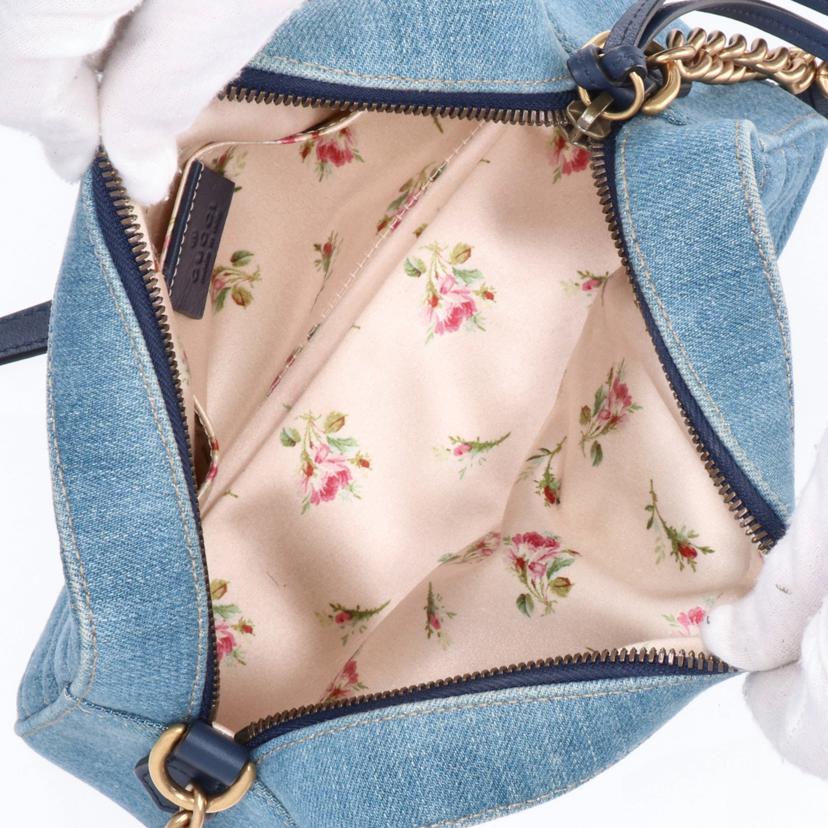 GUCCI グッチ/GGマーモント/キルティングデニムフェイクパールショルダー/447632//486***/ABランク/91