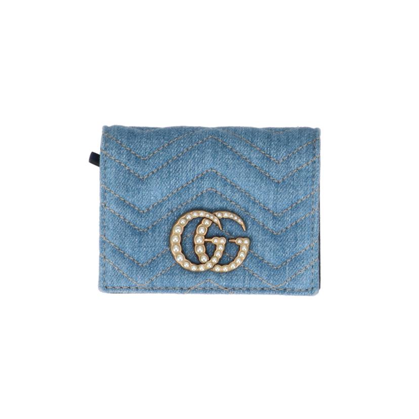 GUCCI グッチ/GGマーモント/キルティングデニムフェイクパールウォレット/466492//525***/ABランク/91