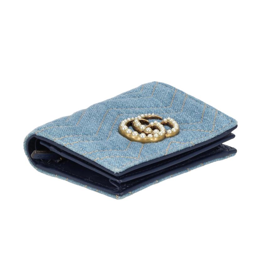 GUCCI グッチ/GGマーモント/キルティングデニムフェイクパールウォレット/466492//525***/ABランク/91