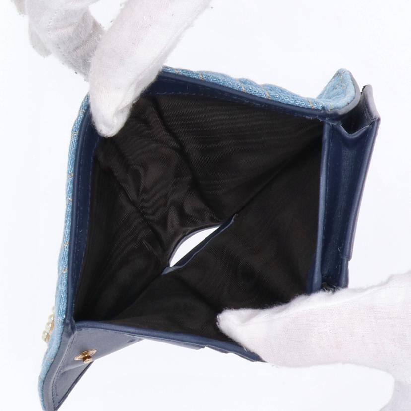 GUCCI グッチ/GGマーモント/キルティングデニムフェイクパールウォレット/466492//525***/ABランク/91