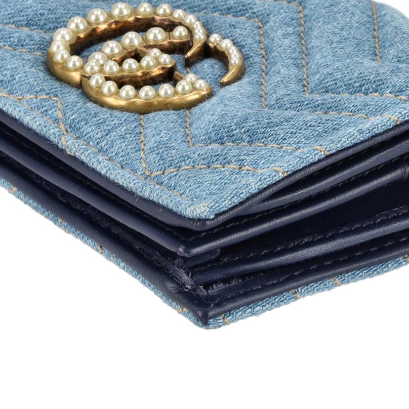 GUCCI グッチ/GGマーモント/キルティングデニムフェイクパールウォレット/466492//525***/ABランク/91