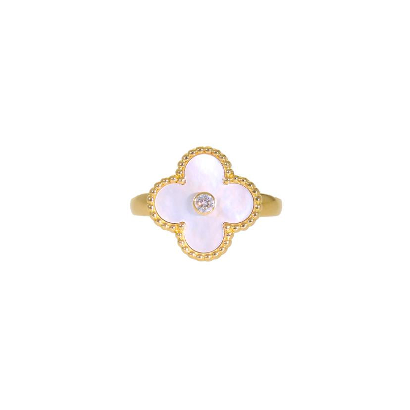 Van Cleef&Arpels ヴァンクリフアンドアーペル/VCA/750YGヴィンテージアルハンブラマザ-オブパールダイヤリング1PD/#11 /6.8//JE293074/#51/Aランク/75