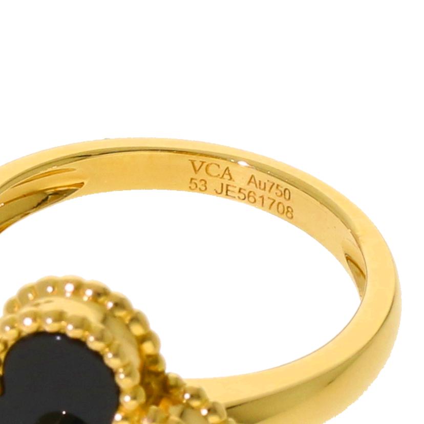 Van Cleef&Arpels ヴァンクリフアンドアーペル/VCA/750YGヴィンテージアルハンブラオニキスダイヤリング1PD/#13/6.7//JE561708/#53/Aランク/75