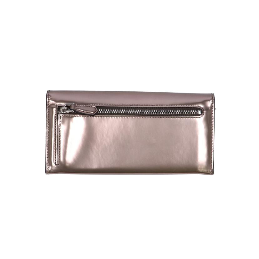 PRADA プラダ/メタリックレザーロゴフラップ2つ折財布/パスケース付/1MH037//107*/Aランク77