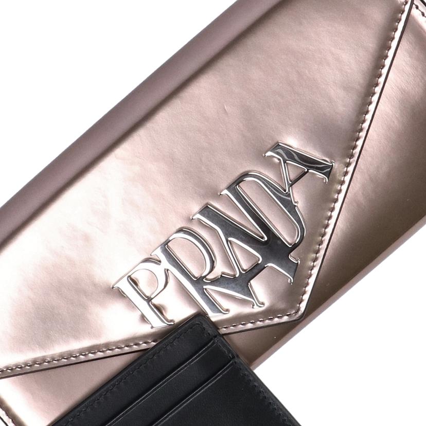PRADA プラダ/メタリックレザーロゴフラップ2つ折財布/パスケース付/1MH037//107*/Aランク77