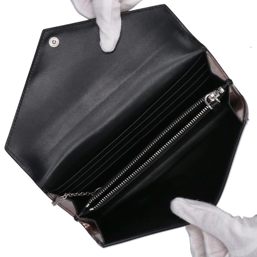 PRADA プラダ/メタリックレザーロゴフラップ2つ折財布/パスケース付/1MH037//107*/Aランク77
