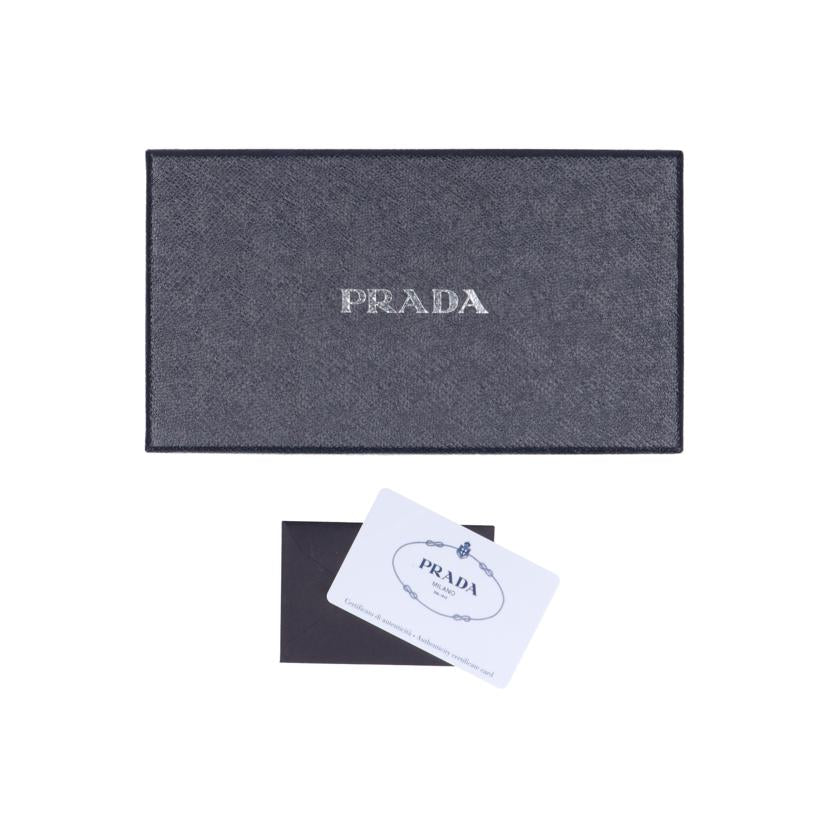 PRADA プラダ/メタリックレザーロゴフラップ2つ折財布/パスケース付/1MH037//107*/Aランク77