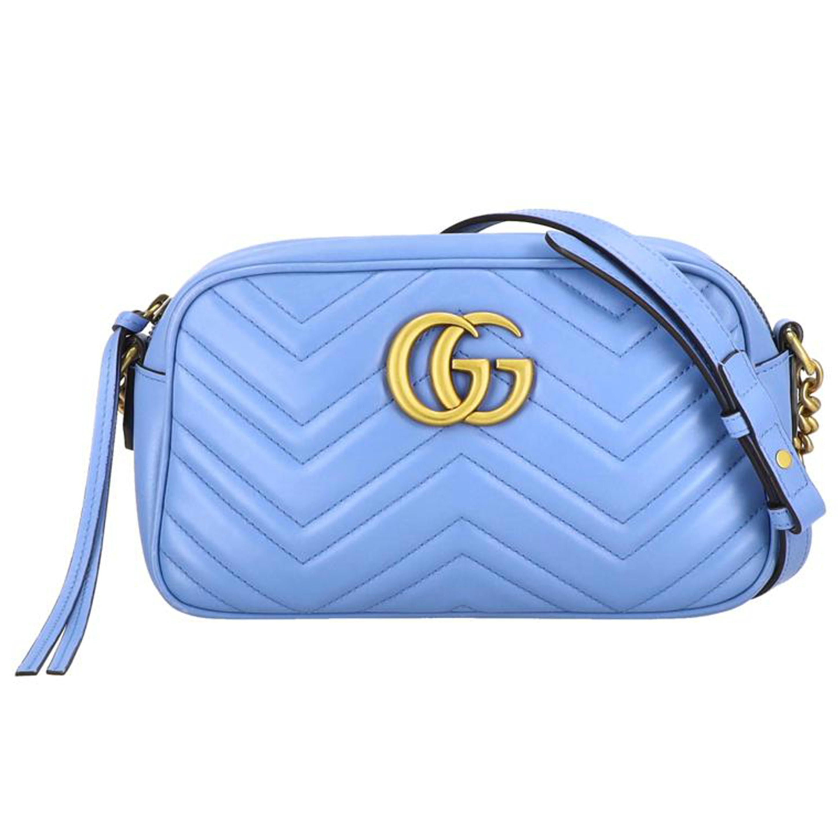 GUCCI グッチ/GGマーモントレザーショルダーバッグ/ブルー/447632//486***/ABランク/91