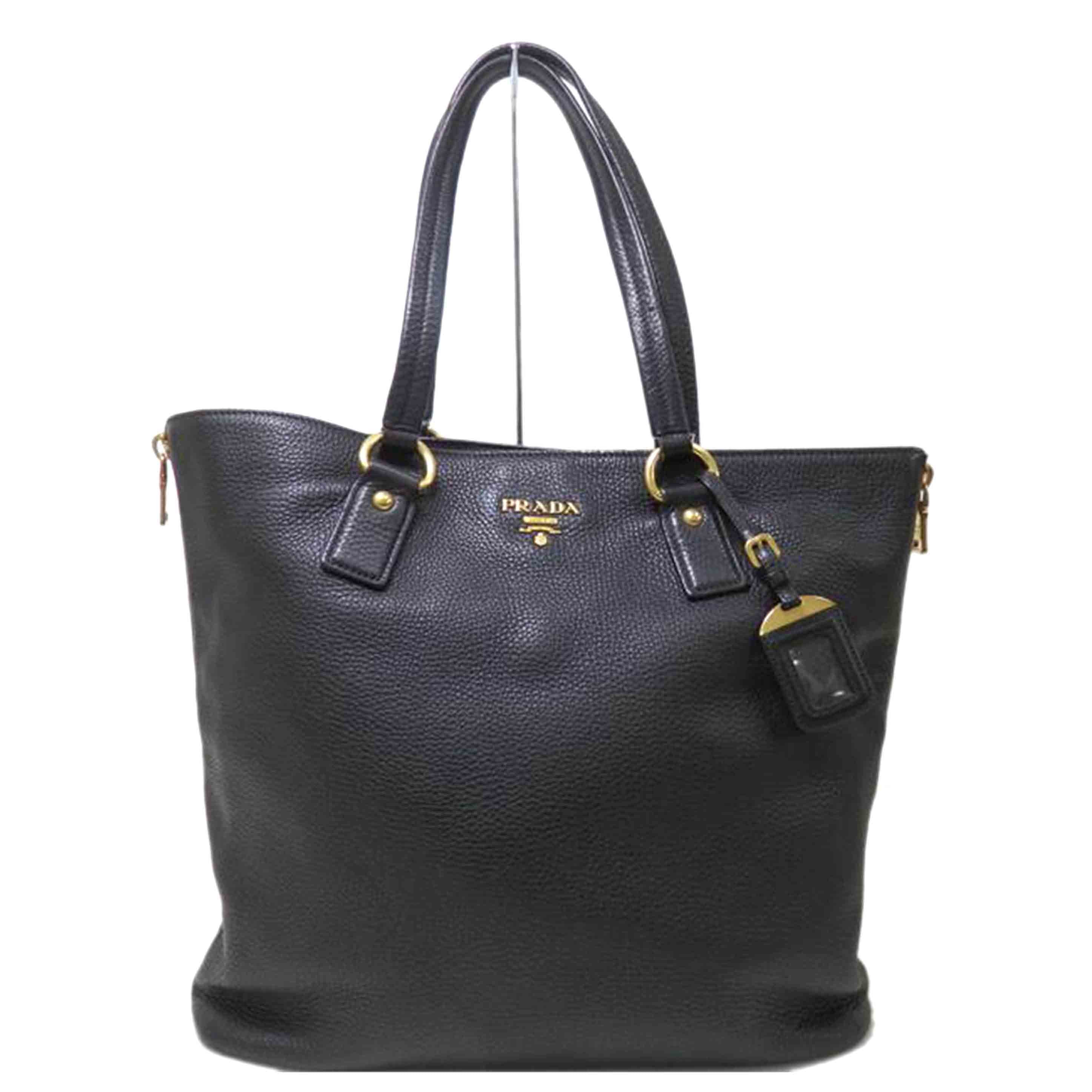 PRADA プラダ/ロゴレザーハンドバッグ/ゴールド金具/黒//208/ABランク/84