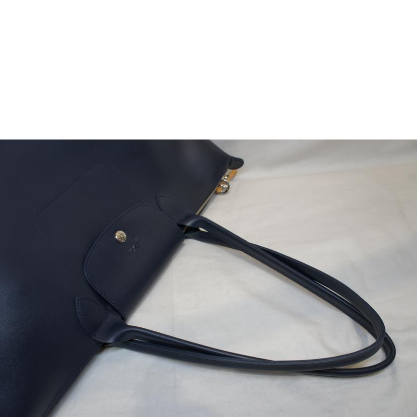 LONG CHAMP ロンシャン/ルプリアージュシティトートL/ネイビー//Aランク/92