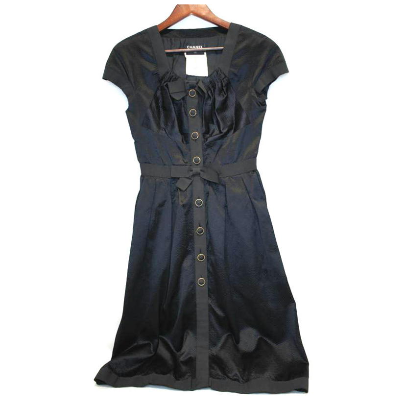 CHANEL 黒タグ付　ワンピース　38 シャネル ノースリーブワンピース ブラック 黒 #36 17P タグ付