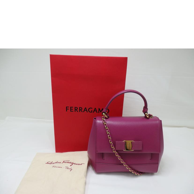 Salvatore Ferragamo サルバトーレ フェラガモ/ヴァラリボン/2wayチェーンハンドバッグ/ピンク//Aランク/84