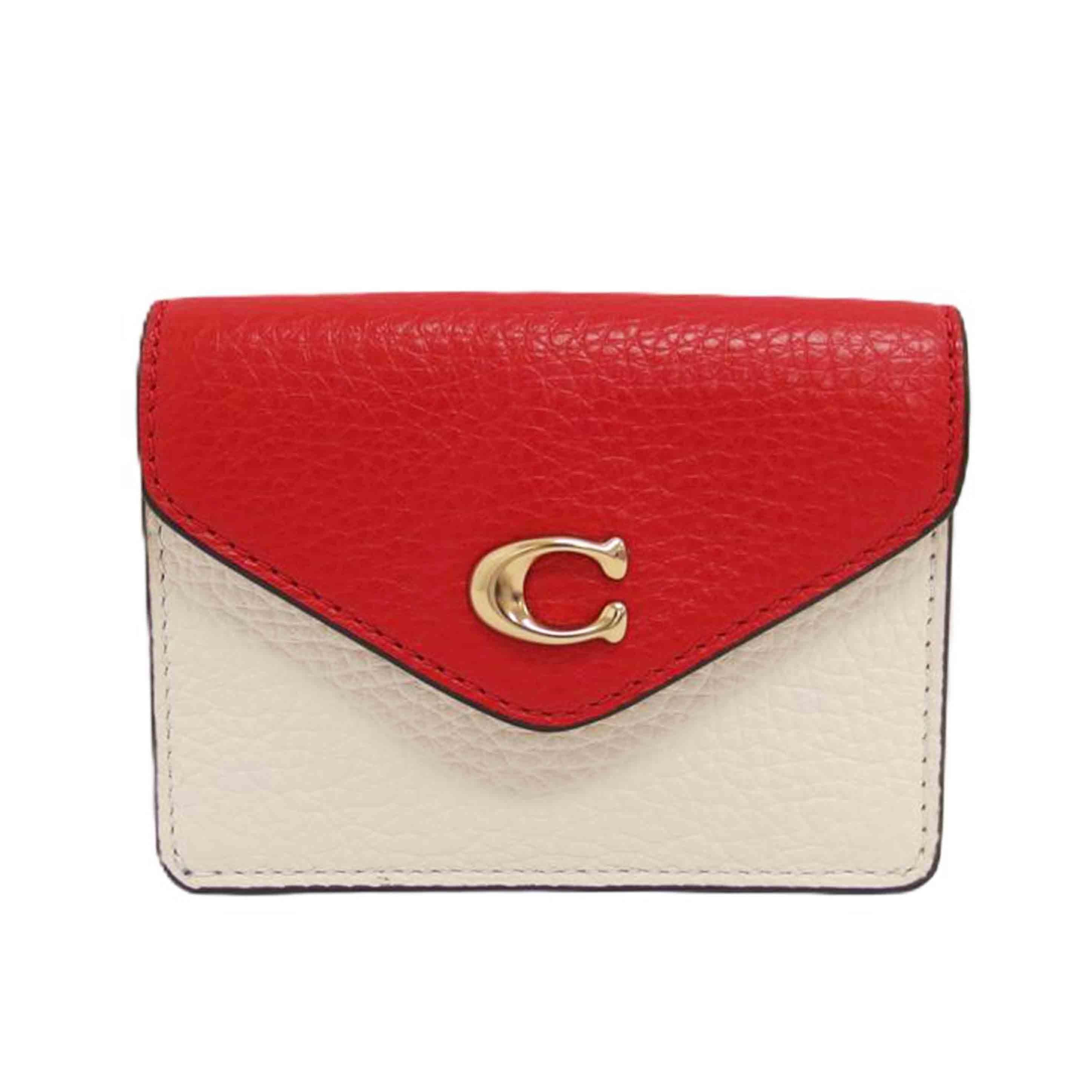 COACH コーチ/三角フラップ レザーカードケース/レッド/C6890//K21**/Aランク/04