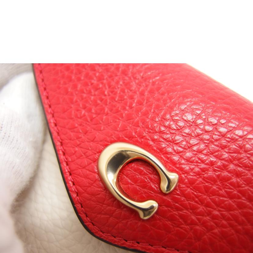 COACH コーチ/三角フラップ レザーカードケース/レッド/C6890//K21**/Aランク/04