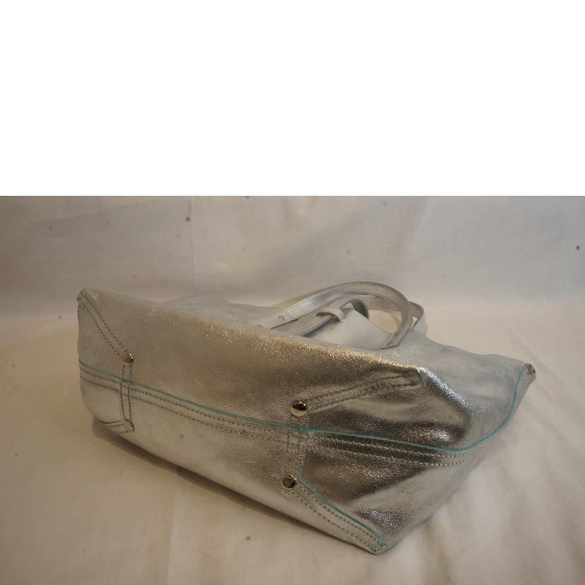 TIFFANY/リバーシブルシルバーレザーバッグ/ポーチ付//Aランク/92