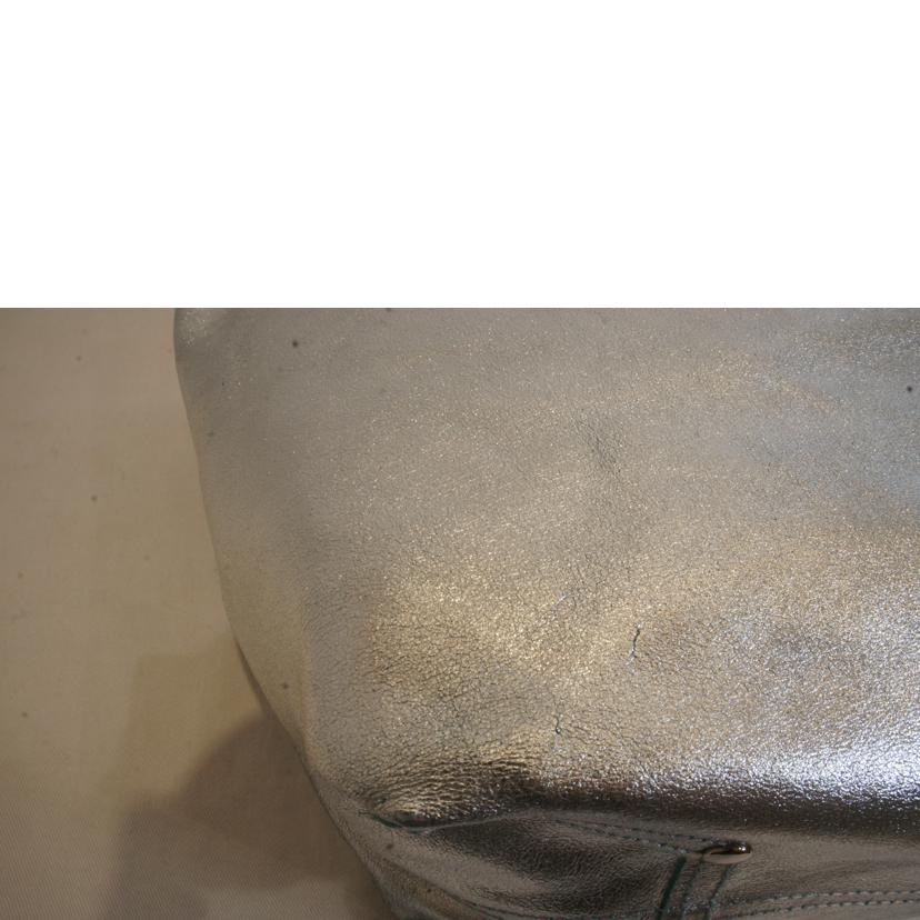 TIFFANY/リバーシブルシルバーレザーバッグ/ポーチ付//Aランク/92