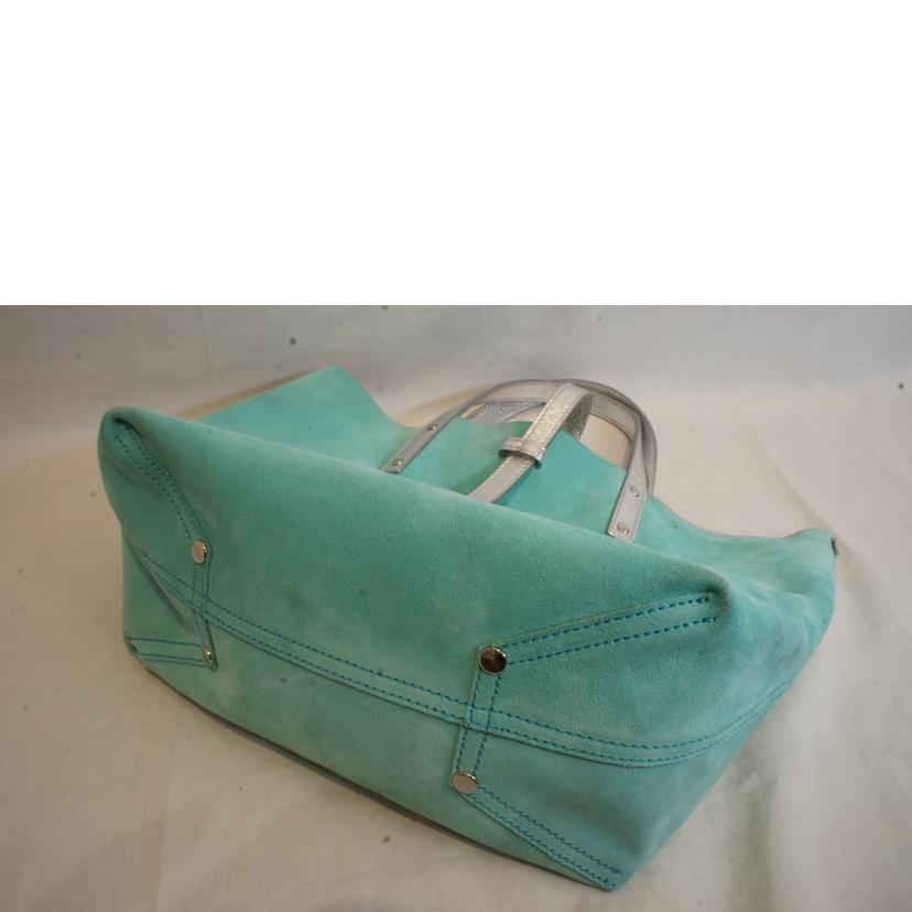 TIFFANY/リバーシブルシルバーレザーバッグ/ポーチ付//Aランク/92