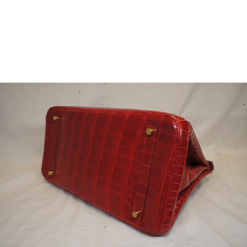 HERMES エルメス/バーキン35/クロコダイルポロサス/レッド/GD金具//□M/ABランク/92