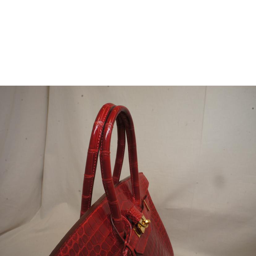 HERMES エルメス/バーキン35/クロコダイルポロサス/レッド/GD金具//□M/ABランク/92