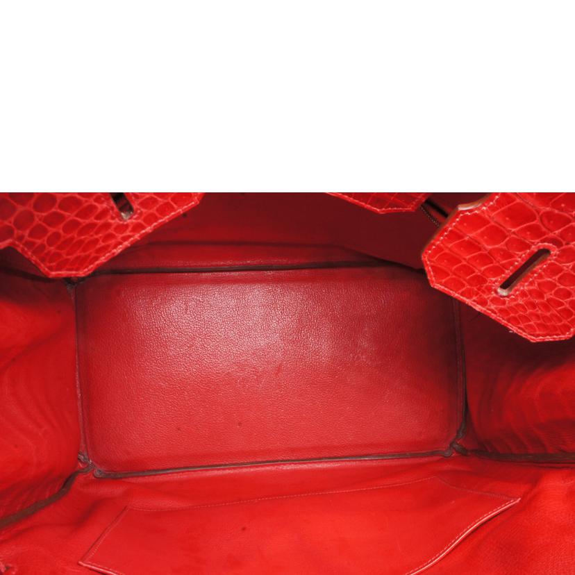 HERMES エルメス/バーキン35/クロコダイルポロサス/レッド/GD金具//□M/ABランク/92