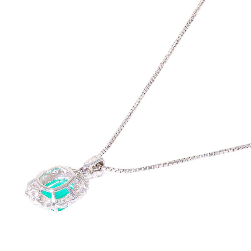 /◎PT950/850エメラルドダイヤネックレス1.50/D0.89ct//ABランク/59