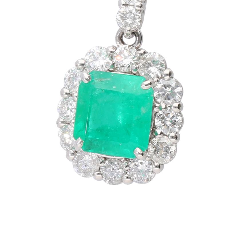 /◎PT950/850エメラルドダイヤネックレス1.50/D0.89ct//ABランク/59