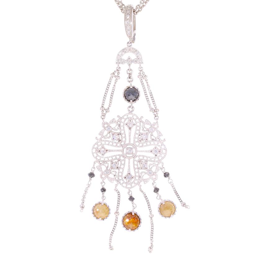 /◎K18WGダイヤネックレス2.23/0.23/0.35ct//Aランク/59