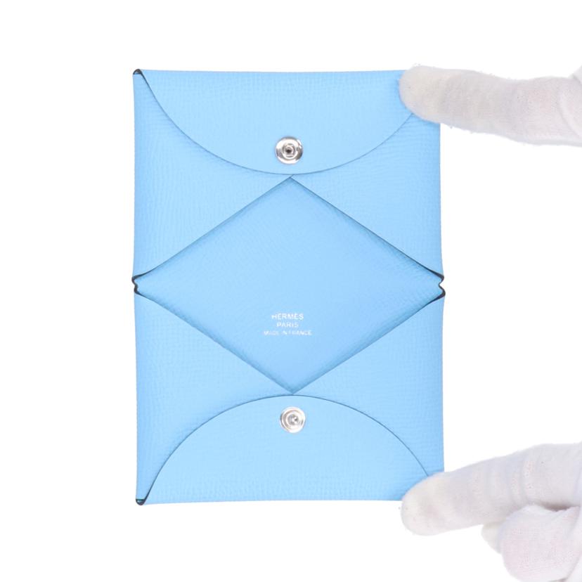 HERMES エルメス/カルヴィ/ヴォーエプソン/セレスト//W刻印/SAランク/94