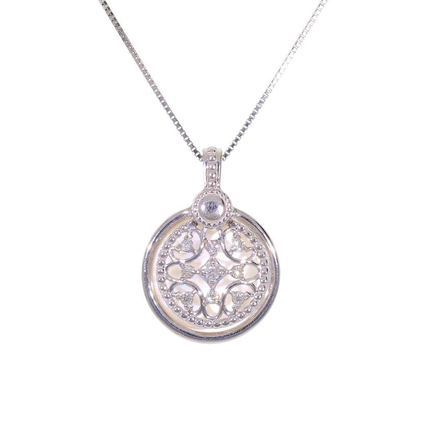 / K18WGパールダイヤネックレス0.14ct//Aランク/05