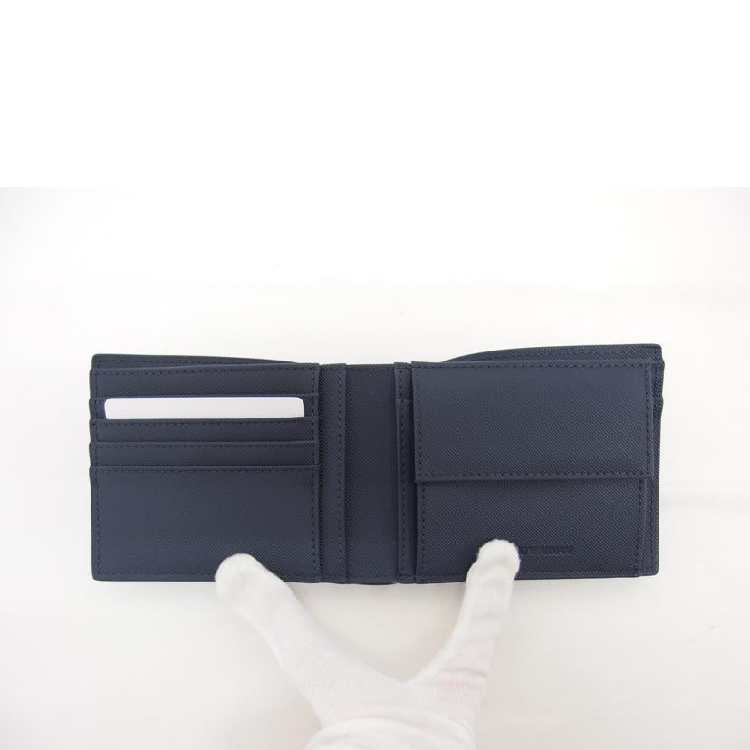 EMPORIO ARMANI エンポリオアルマーニ/二つ折りコンパクト財布/シルバー ネイビー/Y4R165 YFE6J//SAランク/04