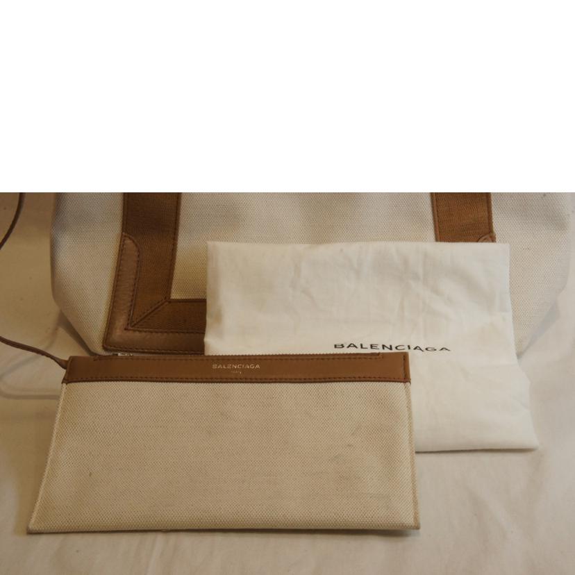 BALENCIAGA バレンシアガ/ネイビーカバスS/キャンバスロゴホワイト//ABランク/92