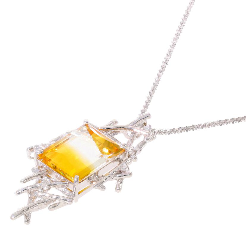 /◎K18WGパーティーカラークォーツダイヤネックレス9.84/D0.10ct//Aランク/59