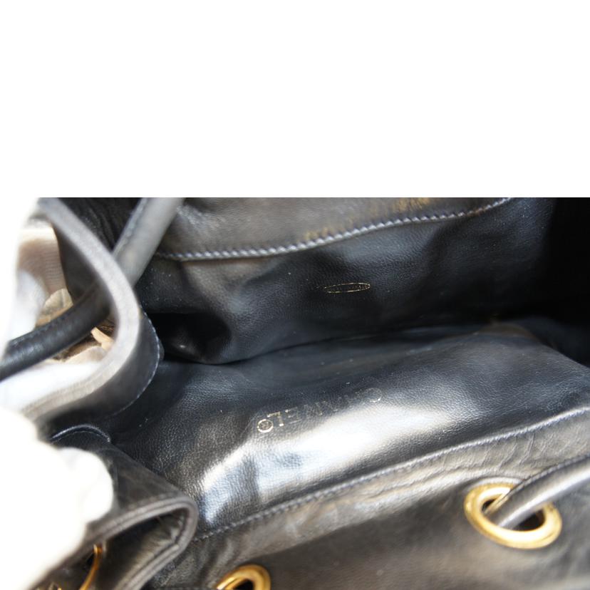 CHANEL シャネル/ダブルココマークラムスキンリュックブラック/ゴールド金具//278****/ABランク/92