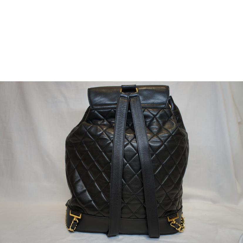 CHANEL シャネル/ダブルココマークラムスキンリュックブラック/ゴールド金具//278****/ABランク/92