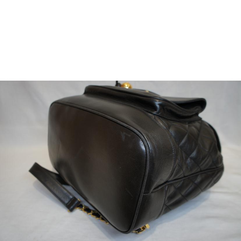 CHANEL シャネル/ダブルココマークラムスキンリュックブラック/ゴールド金具//278****/ABランク/92