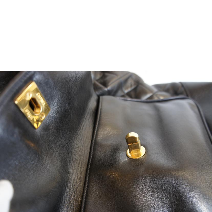 CHANEL シャネル/ダブルココマークラムスキンリュックブラック/ゴールド金具//278****/ABランク/92
