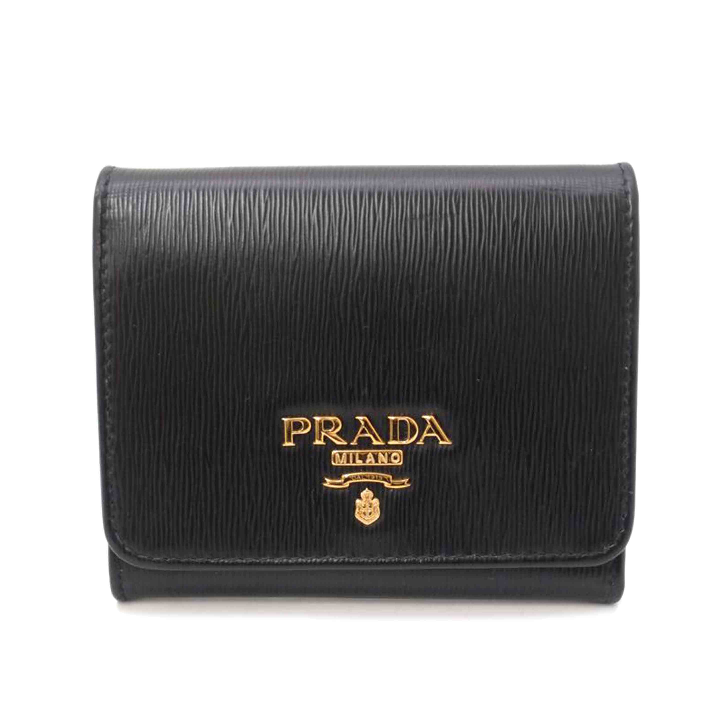 PRADA プラダ/三つ折り財布/ブラック/1MH176//236******/Aランク/69