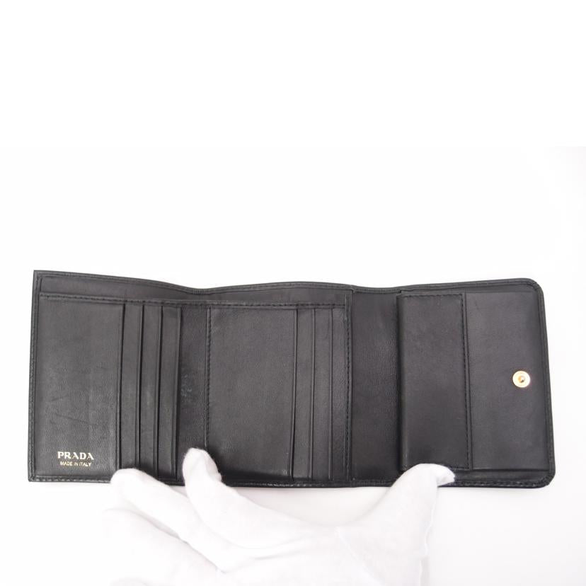 PRADA プラダ/三つ折り財布/ブラック/1MH176//236******/Aランク/69